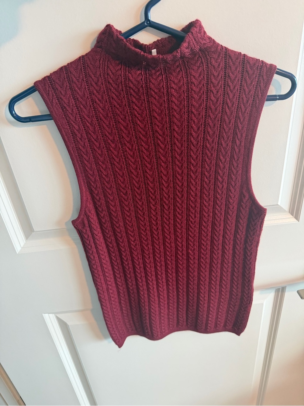 rag & bone Sleeveless Cable Knit Mock Neck Tank - Wine